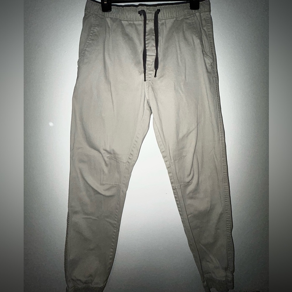 Men Drawstring Khaki Jogger Jeans